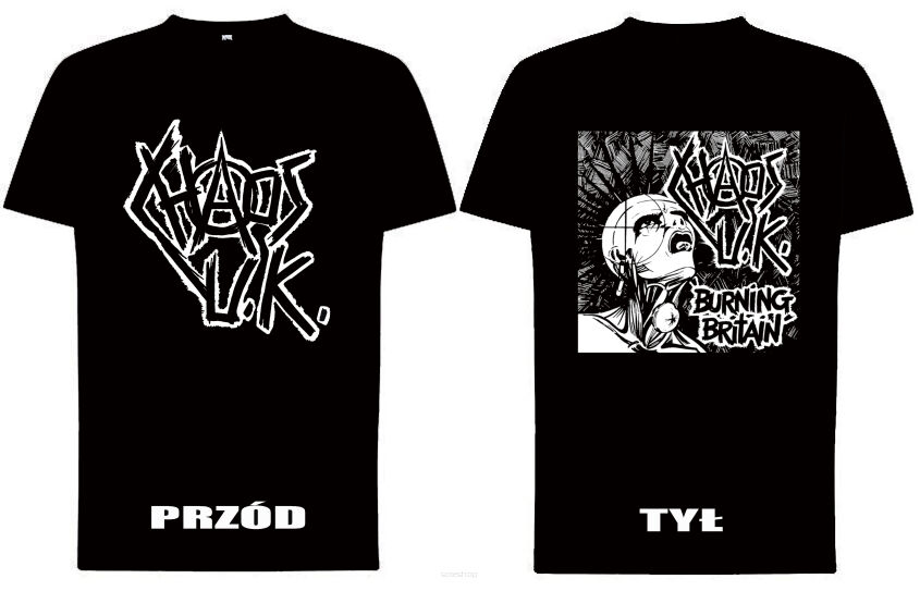 KOSZULKA CHAOS UK BURNING BRITAIN PUNK dwustronna NOWA